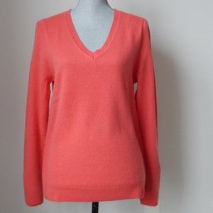 NWT TAHARI 100% 2- PLY CASHMERE Sweater V- Neck Classic Fit Coral Red